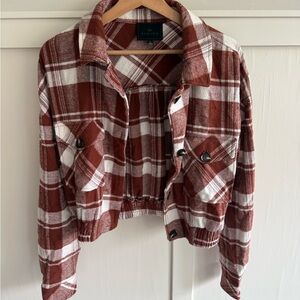 Timing Red and White Plaid Utility Jacket